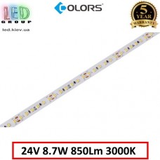 Світлодіодна стрічка COLORS, 24V, SMD 2835, 120 led/m, 8.7W, IP20, 3000K - білий теплий, Premium. Гарантія - 5 років