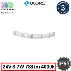 Світлодіодна стрічка COLORS, 24V, SMD 2835, 120 led/m, 8.7W, IP67, 4000K - білий нейтральний, Premium. Гарантія - 3 роки