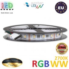 Світлодіодна стрічка master LED, 12V, 4 в 1, SMD 5050 RGBWW (2700K), 60 led/m, IP20, 3600Lm, Premium. Гарантія - 2 роки