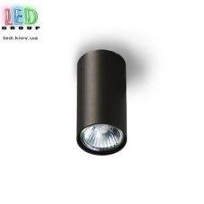 Світильник/корпус стельовий, 1хGU10, накладний, круглий, металевий, точковий, чорний, Ø56х100мм