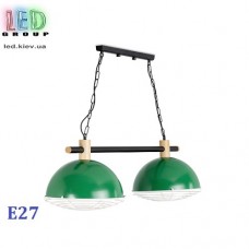 Світильник/корпус стельовий, 2хE27, підвісний, метал + дерево, зелений + білий