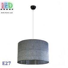 Светильник/корпус потолочный, 1xE27, подвесной, пластик + текстиль, серый + чёрный, 305-1005мм