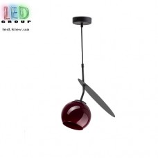 Світильник/корпус стельовий, 1хE14, підвісний, метал + скло, круглий, бордовий + чорний, 400-1000мм