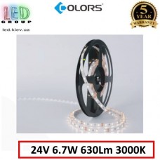 Світлодіодна стрічка COLORS, 24V, SMD 2835, 60 led/m, 6.7W, IP33, 3000K - білий теплий, Premium. Гарантія - 5 років