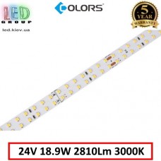 Світлодіодна стрічка COLORS, 24V, SMD 2835, 192 led/m, 18.9W, IP20, 3000K - білий теплий, Premium. Гарантія - 5 років