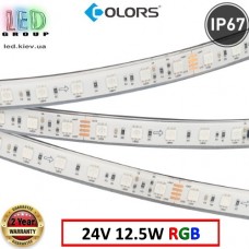 Світлодіодна стрічка COLORS, 24V, SMD 5050, 60 led/m, 12.5W, IP67, RGB, Premium. Гарантія - 2 роки