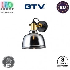 Светильник/корпус GTV, настенный, бра, 1xE27, золотистый + чёрный плафон, дизайнерская серия, MUSCARI. Европа! Гарантия - 3 года