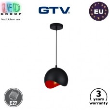 Світильник/корпус GTV, стельовий, підвісний, 1xE27, чорний + червоний, дизайнерська серія, MAVIA. Європа! Гарантія - 3 роки
