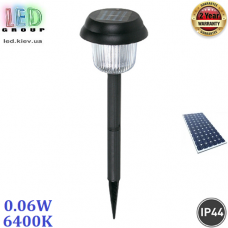 Светодиодный LED светильник, 0.06W, 6400K, IP44, грунтовой, на солнечной батарее, чёрный, Ra≥75, 405мм. Гарантия - 2 года