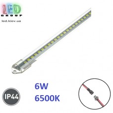 Светодиодный LED светильник 6W, 220V, Тонкий Super Slim, 6000-6500К,  IP44, линейный, 300мм, накладной, прозрачный