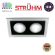 Потолочный светильник/корпус, Strühm Poland, встроенный, алюминий + пластмасса, прямоугольный, серебряный/чёрный, 2хGU10, BORYS L. ЕВРОПА